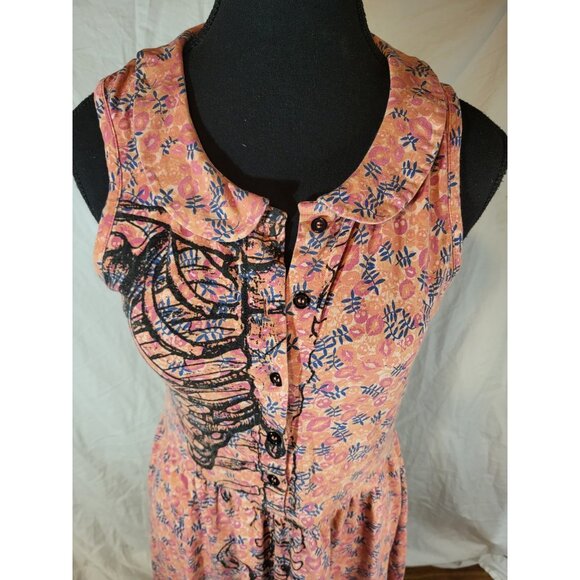 Iron Fist Pink Floral Skeleton Midi Dress - Picture 2 of 6